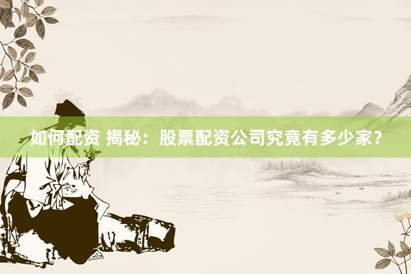 如何配资 揭秘：股票配资公司究竟有多少家？