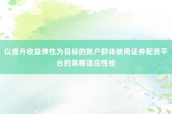 以提升收益弹性为目标的账户群体使用证券配资平台的策略适应性检