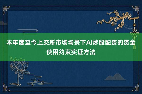 本年度至今上交所市场场景下AI炒股配资的资金使用约束实证方法
