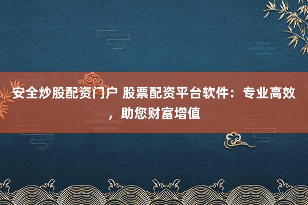 安全炒股配资门户 股票配资平台软件：专业高效，助您财富增值